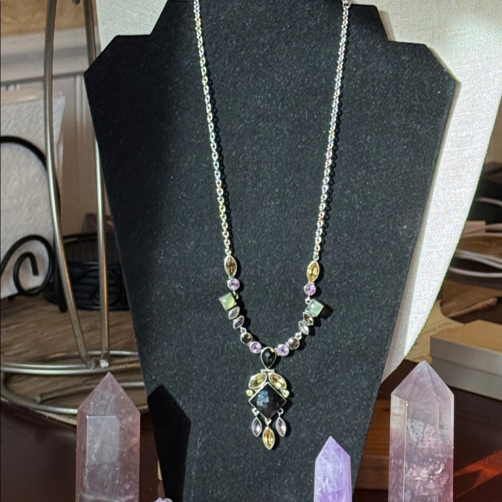 Rare Nicky Butler Elegant Multi-Color Gemstone Necklace Sterling Silver Silver